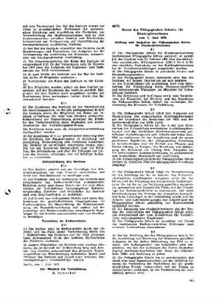 Statut der Pädagogischen Schulen für Kindergärtnerinnen : 46/72 vom 1. Juni 1972 ; [Verfügungen]