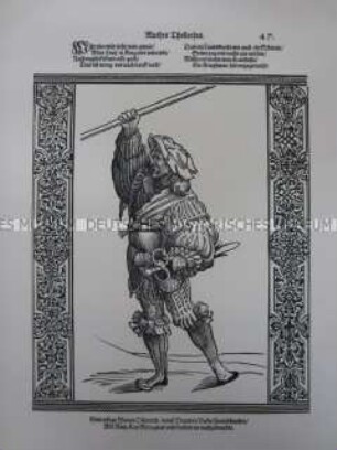 Kriegerdarstellung, Landsknecht mit Spieß, 1510/1530.