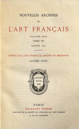 Nouvelles archives de l'art français. 7. 1891