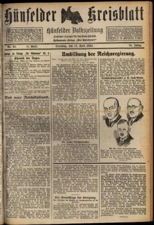 Erste Ausgabe vom Samstag, den 13. April 1929.