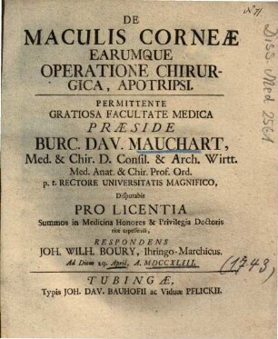 De Maculis Corneae Earumque Operatione Chirurgica, Apotripsi