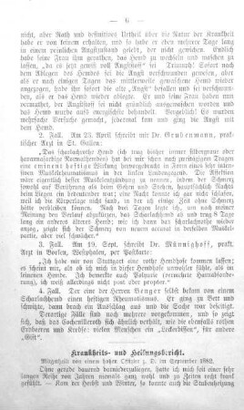 Krankheits- und Heilungsbericht.