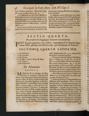 38-46, Sectio Quarta. De proprio ritu singularum Horarum Canonicarum