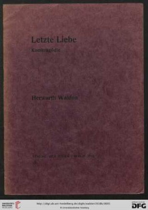 Letzte Liebe : Komitragödie