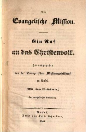 Die evangelische Mission : ein Ruf an das Christenvolk
