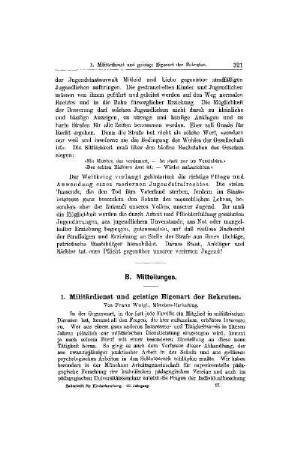 Militärdienst und geistige Eigenart der Rekruten : [Mitteilungen]