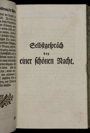 Selbstgespräch bey einer schönen Nacht.