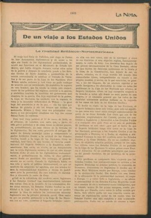 De un viaje a los Estados Unidos : La rivalidad británico - norteamericana