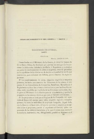 Circular Sobre Nombramientos De Cabos, Sargentos 2.OS Y Sargentos 1.OS
