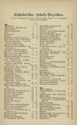 Alphabetisches Inhalts-Verzeichniß
