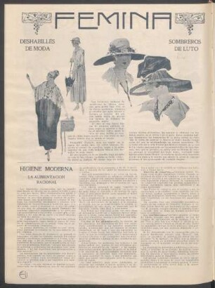 Fémina : Deshabillés de moda [y] sombreros de luto
