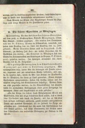 ¬Die¬ Lehrer-Exercitien zu Winzingen
