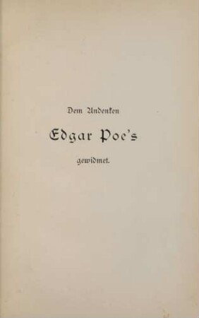 Dem Andenken Edgar Poe's gewidment