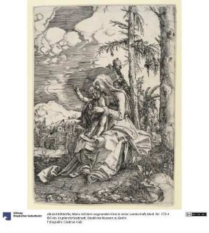 Maria mit dem segnenden Kind in einer Landschaft
