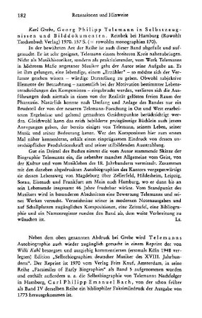 Grebe, Karl :: Georg Philipp Telemann in Selbstzeugnissen und Bilddokumenten, (Rowohlts Monographien, 170) : Reinbek bei Hamburg, Rowohlt, 1970