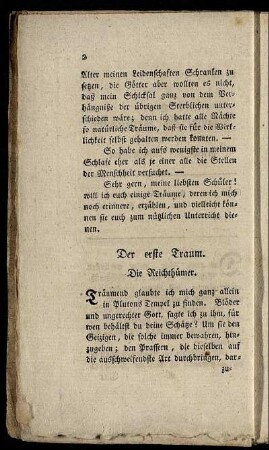 Der erste Traum. Die Reichthümer.