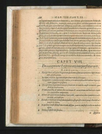 Caput VIII. De exceptione Legitimationis personarum.