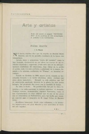 Arte y artistas : Mateo Inurria † En Madrid