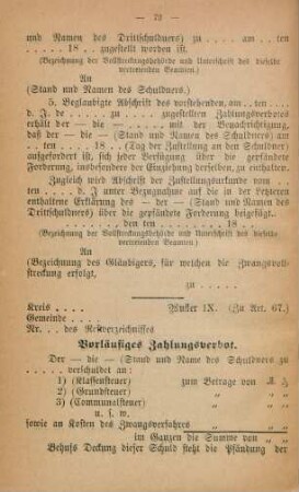 Muster IX. (Zu Art. 67)