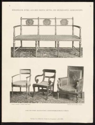 Taf. 45. Bank und drei Sessel aus dem Kgl. Kunstgewerbe-Museum zu Berlin.