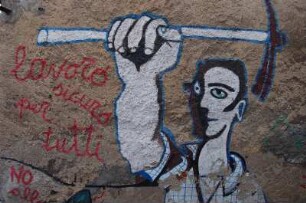 Insel Sardinien - Wandmalerei : Politische Wandmalereien im Bergdorf Orgosolo, aufgenommen 2006 auf Sardinien