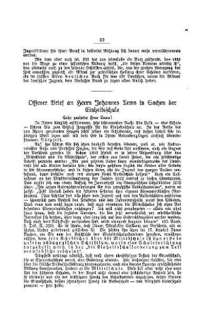 Offener Brief an Herrn Johannes Tews in Sachsen der Einheitsschule