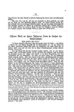 Offener Brief an Herrn Johannes Tews in Sachsen der Einheitsschule