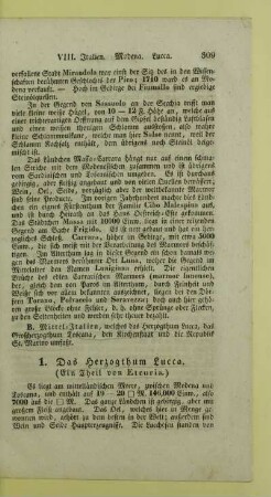 1. Das Herzogthum Lucca. (Ein Theil von Etruria.)