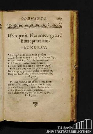D'vn petit Homme, grand Entreprenneur. Rondeav.