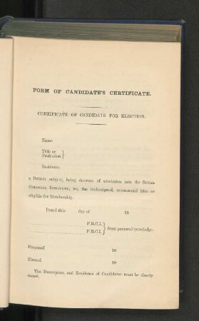 Form of Candidate´s Certificate.