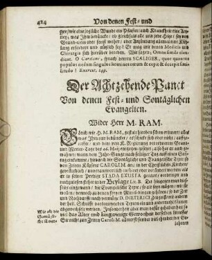Der Achtzehende Punct Von denen Fest- und Sontäglichen Evangelien. Wider H. M. Ram.