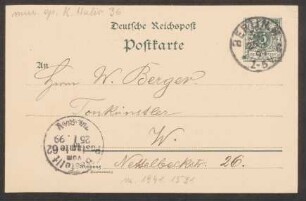 Postkarte an Wilhelm Berger : 24.01.1899