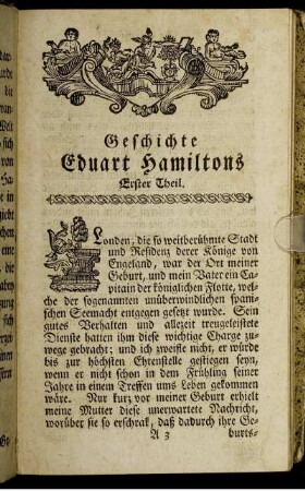 Geschichte Eduart Hamiltons. Erster Theil