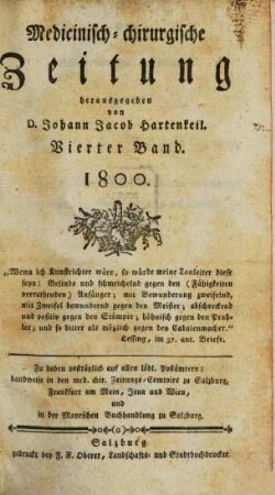 Medicinisch-chirurgische Zeitung. 1800, 4