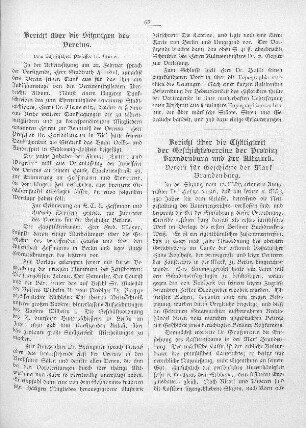 Bericht über die Thätigkeit der Geschichtsvereine der Provinz Brandenburg und der Altmark
