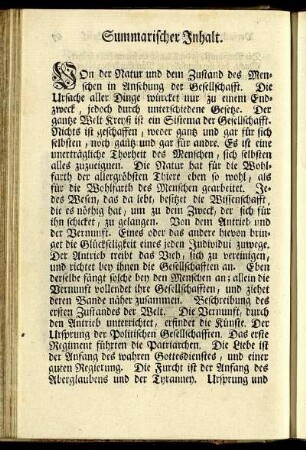 Summarischer Inhalt.