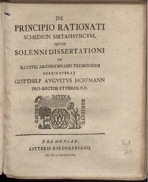 De Principio Rationati Schedion Metaphysicum