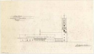 Gsaenger, Gustav; Immenstadt / Allgäu (Bayern); Ev. Erlöser Kirche, Pfarrhaus - Vorprojekt, Erweiterung u. Pfarrgebäude, Südseite (Ansicht)