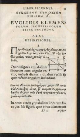 Euclidis Elementorum Geometricorum Liber Secundus.