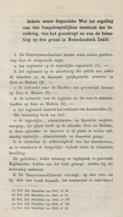 Schets eener organieke wet tot regeling van den burgerregtelijken toestand der bevolking, ...