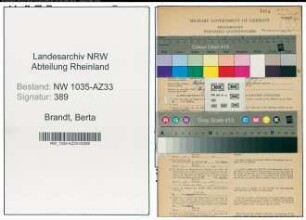 Entnazifizierung Berta Brandt , geb. 03.01.1910 (Kaufmaennische Angestellte)