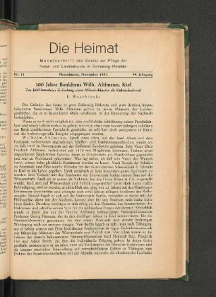 100 Jahre Bankhaus Wilh. Ahlmann, Kiel : Zur Jubiläumsfeier Gründung eines Münzkabinetts als Kulturdenkmal