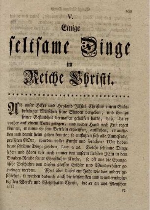 V. Einige seltsame Dinge im Reiche Christi.