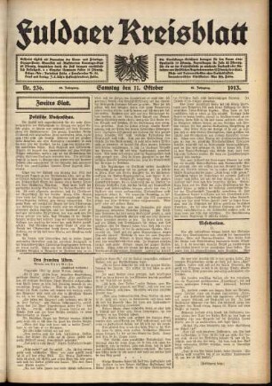 Zweite Ausgabe vom Samstag, den 11. Oktober 1913.