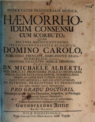 Dissertatio Inauguralis Medica, De Haemorrhoidum Consensu Cum Scorbuto