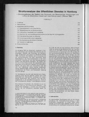 Strukturanalyse des öffentlichen Dienstes in Hamburg : Hauptergebnisse der Statistik des Personals, der Dienstbezüge, Vergütung und Löhne im öffentlichen Dienst nach dem Stande vom 2. Oktober 1968