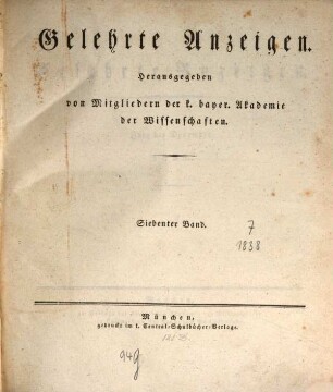 Gelehrte Anzeigen. 7. 1838