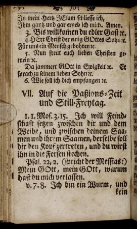 VII. Auf die Paßions-Zeit und Still-Freytag.