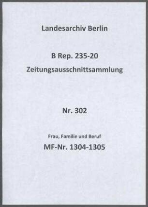 Frau, Familie und Beruf