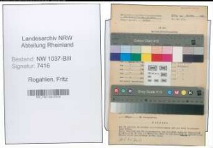 Entnazifizierung Fritz Rogahlen , geb. 31.08.1890 (Werbefachmann)